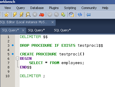 MySQL Workbench を使ったストアドプロシージャの作成方法